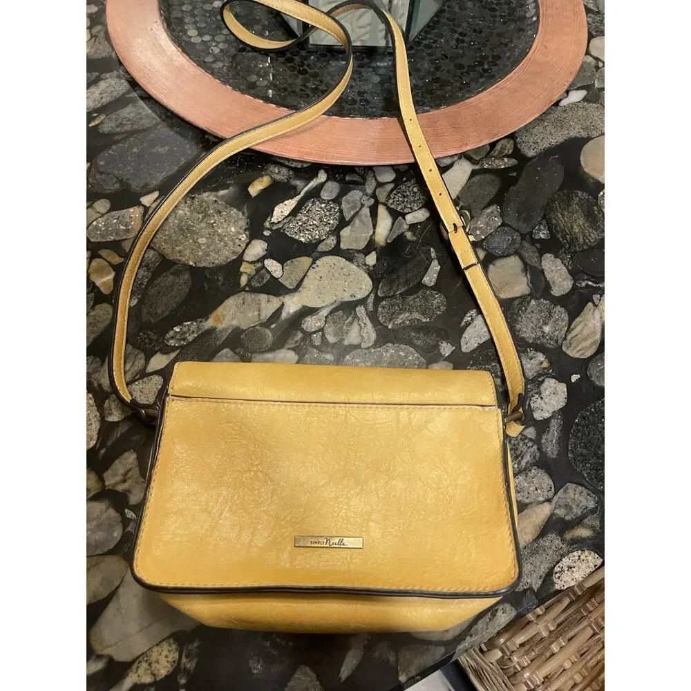 SIMPLY NOELLE Women's Crossbody Shoulder Bag Clutch Small Faux Leather Yellow - Picture 3 of 4